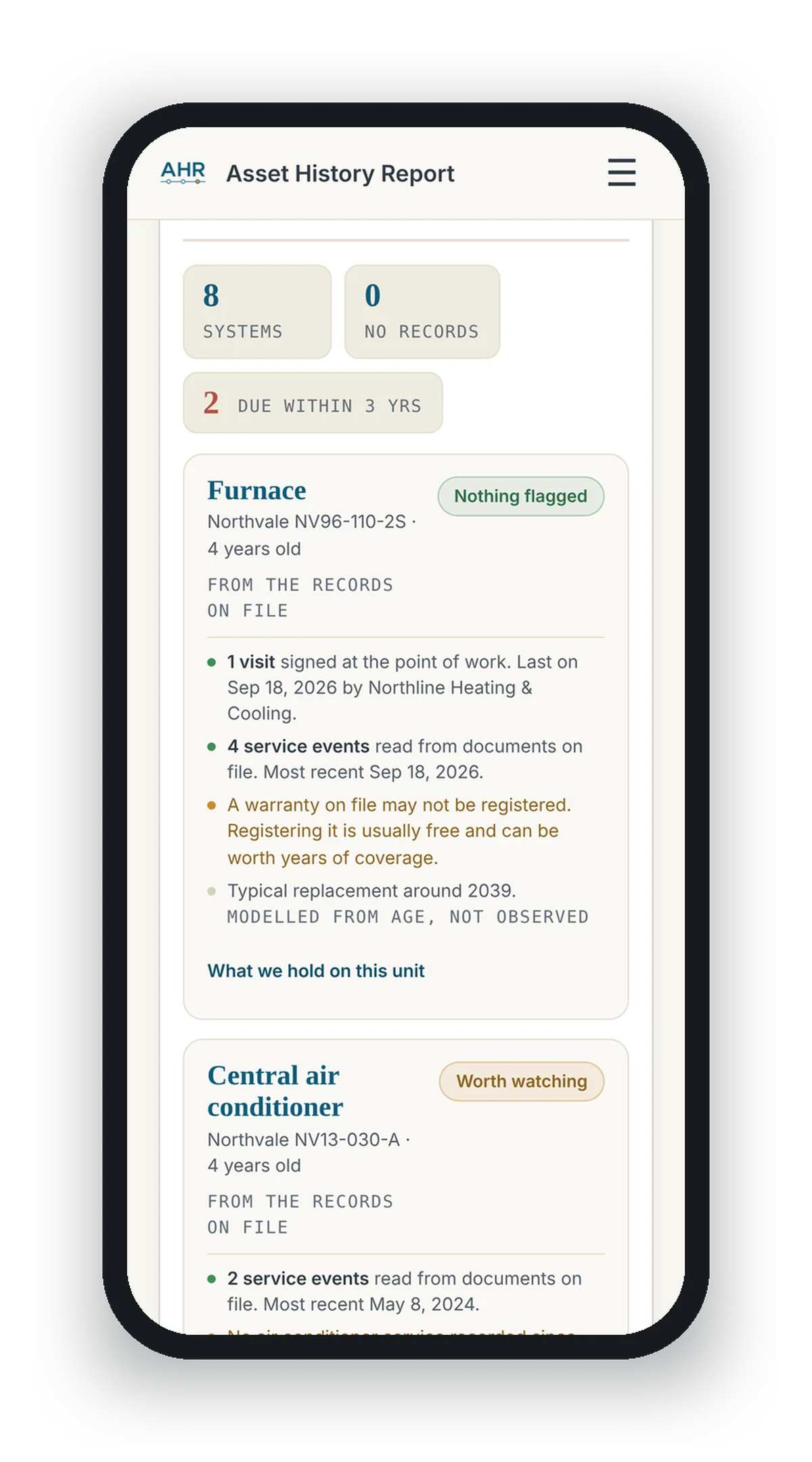 The systems of the sample home on a phone