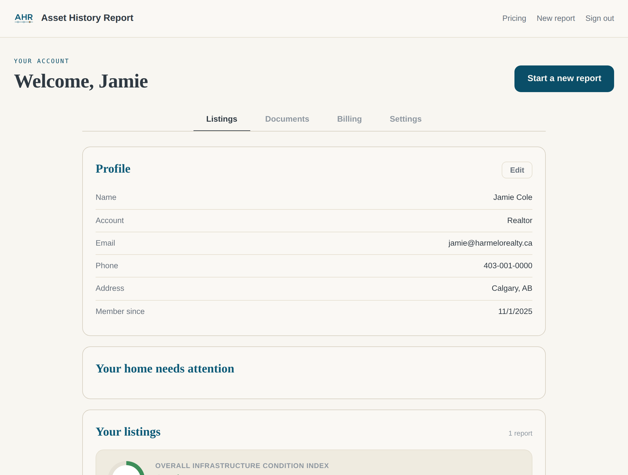 Publish a report to a listing and copy the website-ready link